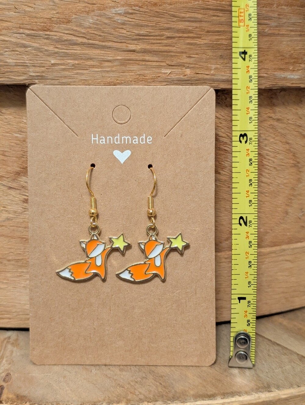 Fox Enamel Metal Earrings NEW